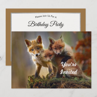 Fox Kits Foto Birthday Einladung