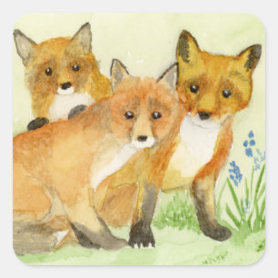 Fox Kits Quadratischer Aufkleber