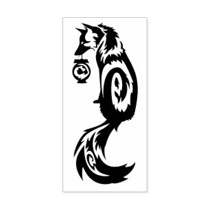 Fox Kitsune Stammes- mit Geist-Laterne Gummistempel