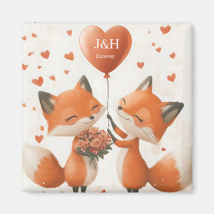 Fox-Liebe-Design mit anpassbaren Initialen Magnet