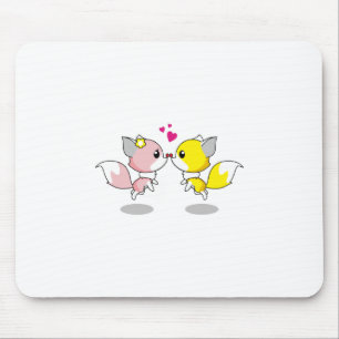 Fox Liebe Kiss Animal Niedlich Cartoon Design Funn Mousepad