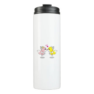 Fox Liebe Kiss Animal Niedlich Cartoon Design Funn Thermosbecher