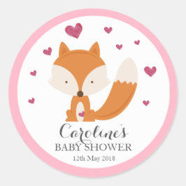 Fox Liebe Pink Babydusche Aufkleber 