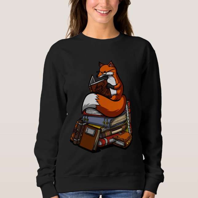 Fox liest ein Buch Sweatshirt (Vorderseite)