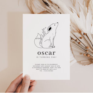 Fox Line Zeichnend Einladung zum Geburtstag