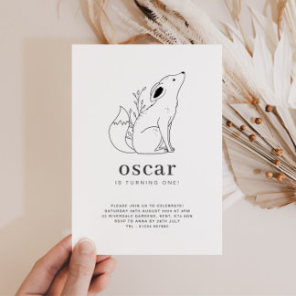 Fox Line Zeichnend Einladung zum Geburtstag