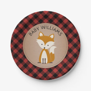 Fox Lumberjack Kariert Baby Dusche Pappteller