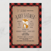 Fox Lumberjack Kariert Baby Shower Einladung