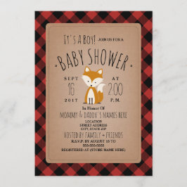 Fox Lumberjack Kariert Baby Shower Einladung