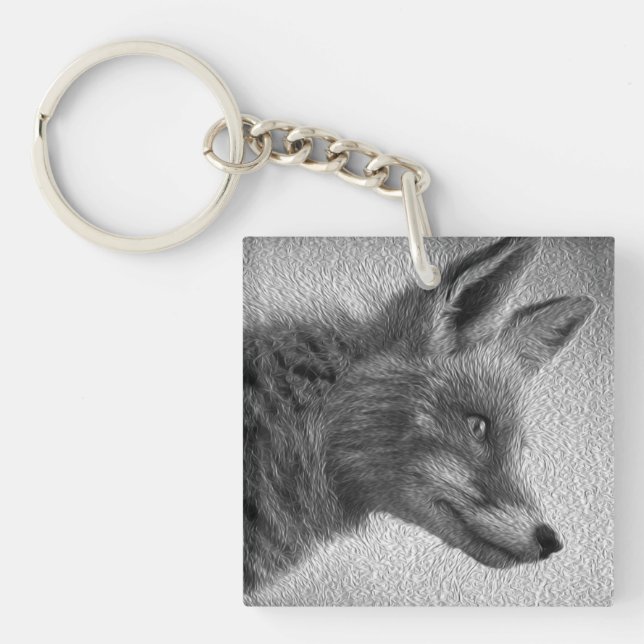 FOX-MALERIERUNG STIL SCHWARZ UND WEISS SCHLÜSSELANHÄNGER (Vorderseite)