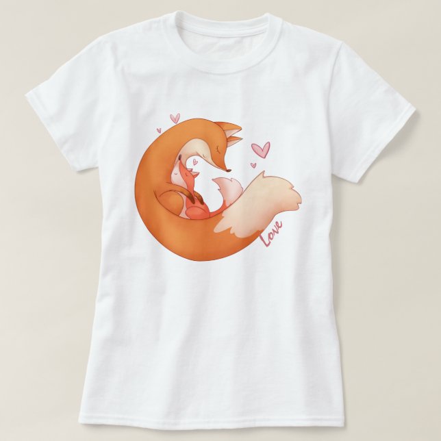 Fox-Mama und Baby-T - Shirt (Design vorne)
