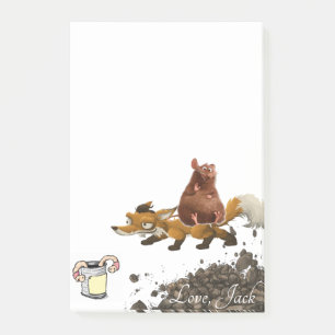 Fox-Maus-Wurm nach der Installation Post-it Klebezettel