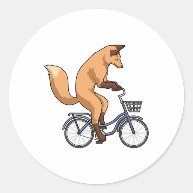 Fox mit Bicycle Runder Aufkleber (Vorderseite)