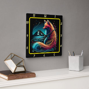 Fox mit Blick auf die Mitternachtsgebirge Quadratische Wanduhr