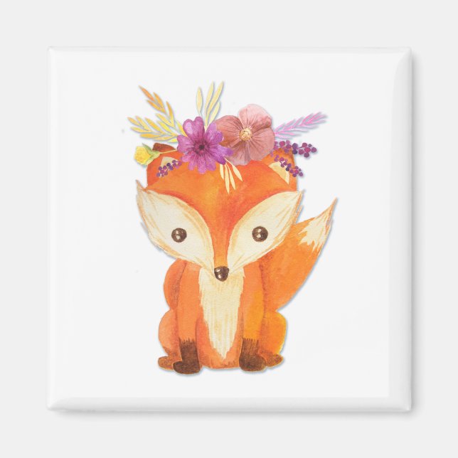 Fox mit Blume Crown Magnet (Vorne)