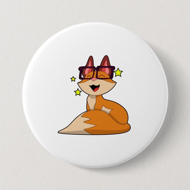 Fox mit Brille Button (Vorderseite)