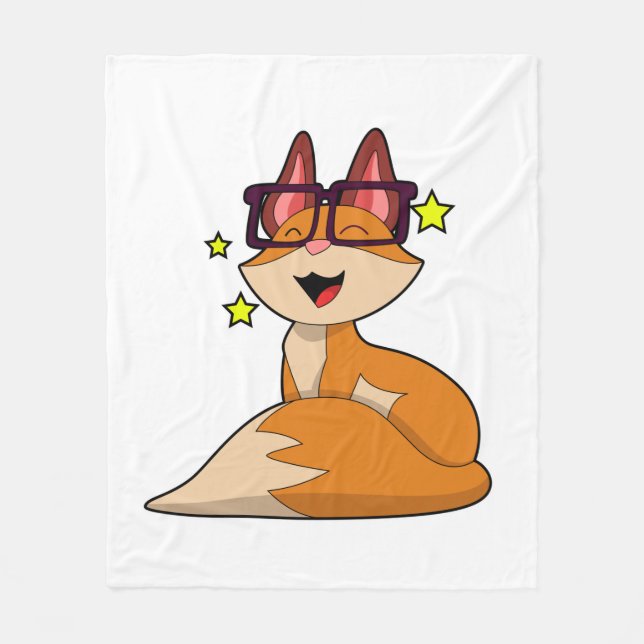 Fox mit Brille Fleecedecke (Vorderseite)