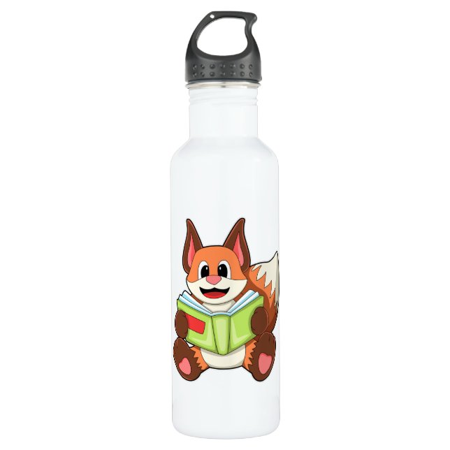 Fox mit Buch Edelstahlflasche (Vorderseite)