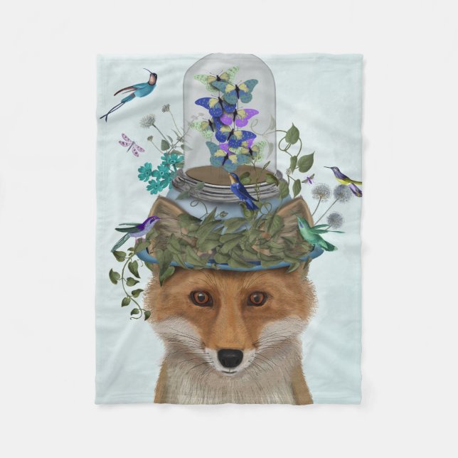 Fox mit Butterfly Bell Jar Fleecedecke (Vorderseite)