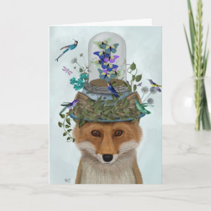 Fox mit Butterfly Bell Jar Karte