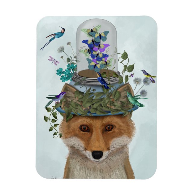 Fox mit Butterfly Bell Jar Magnet (Vertikal)