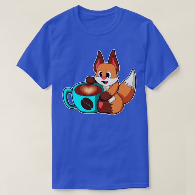 Fox mit Cup of Coffee 2 T-Shirt (Design vorne)
