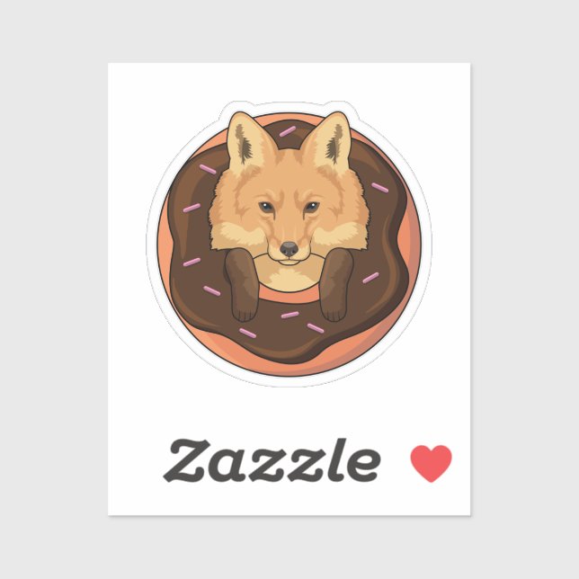 Fox mit Donut Aufkleber (Blatt)