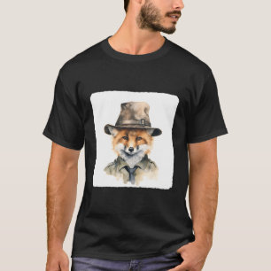 Fox mit einem Waldläuferfocken, der Waldläufer trä T-Shirt