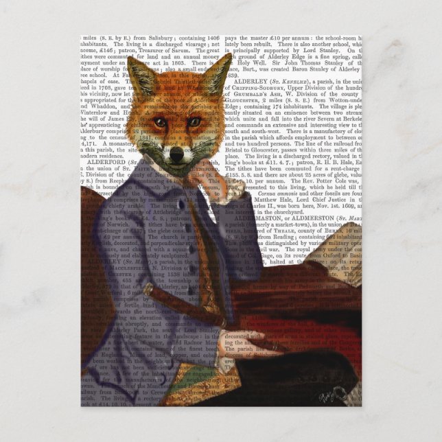 Fox mit Flute 2 Postkarte (Vorderseite)