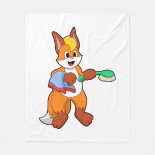 Fox mit Handtuch und Brush Fleecedecke