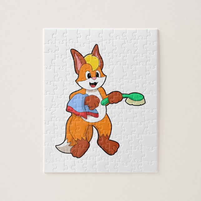 Fox mit Handtuch und Brush Puzzle (Vertikal)