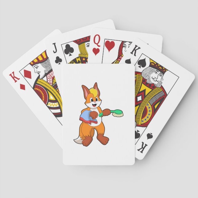 Fox mit Handtuch und Brush Spielkarten (Rückseite)