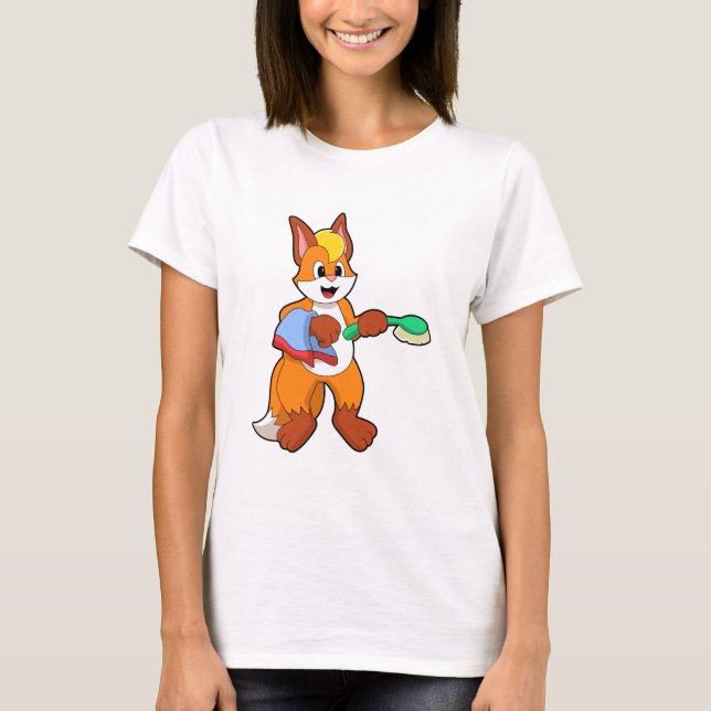 Fox mit Handtuch und Brush T-Shirt (Vorderseite)