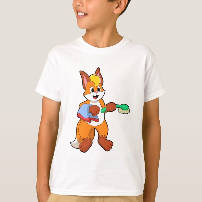 Fox mit Handtuch und Brush T-Shirt (Vorderseite)