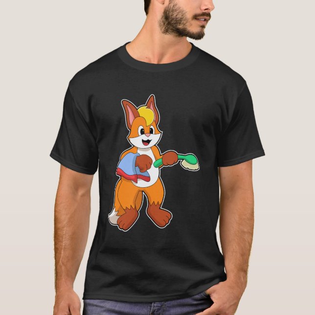 Fox mit Handtuch und Brush T-Shirt (Vorderseite)
