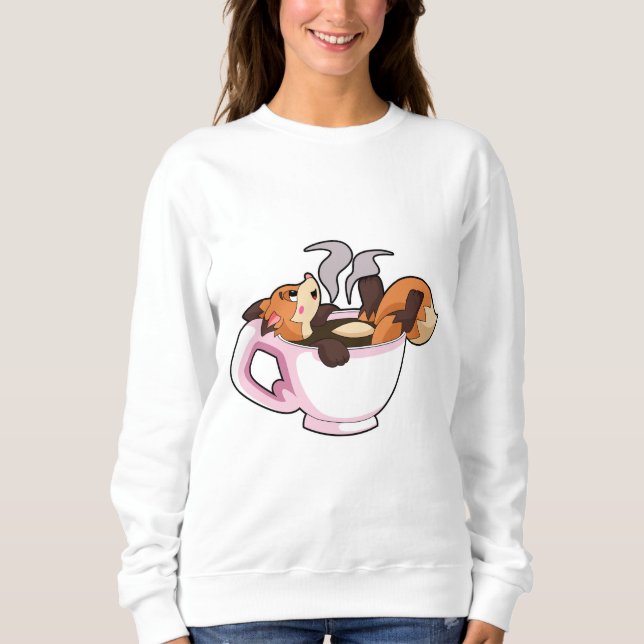 Fox mit Kaffee-Cup Sweatshirt (Vorderseite)