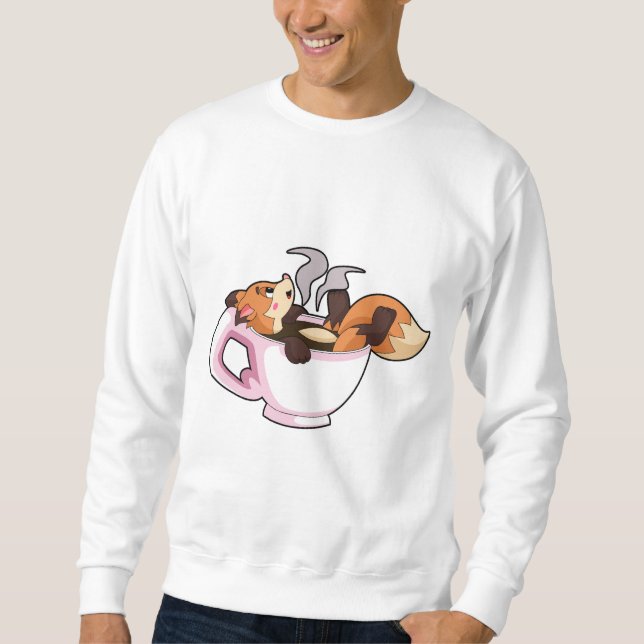 Fox mit Kaffee-Cup Sweatshirt (Vorderseite)