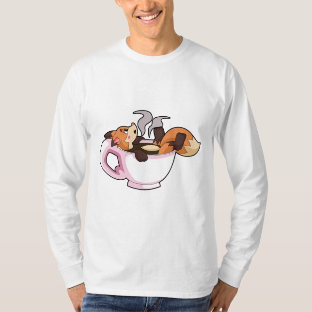 Fox mit Kaffee-Cup T-Shirt (Vorderseite)