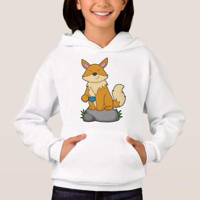 Fox mit Kaffeetasse Hoodie (Vorderseite)