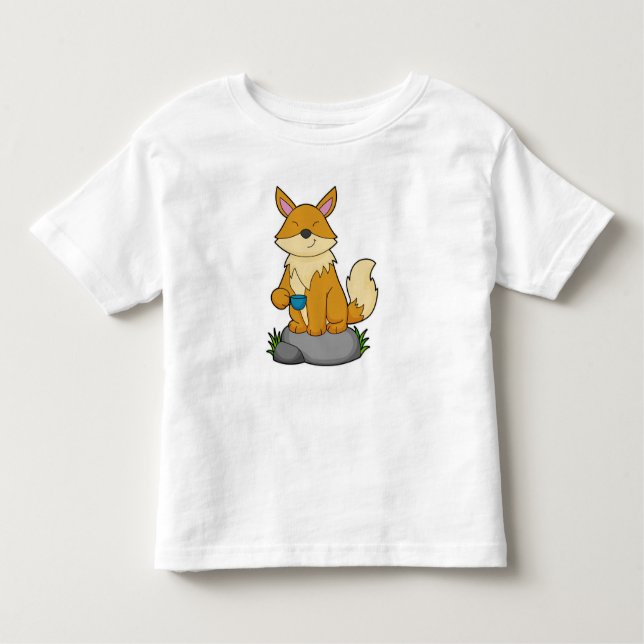 Fox mit Kaffeetasse Kleinkind T-shirt (Vorderseite)