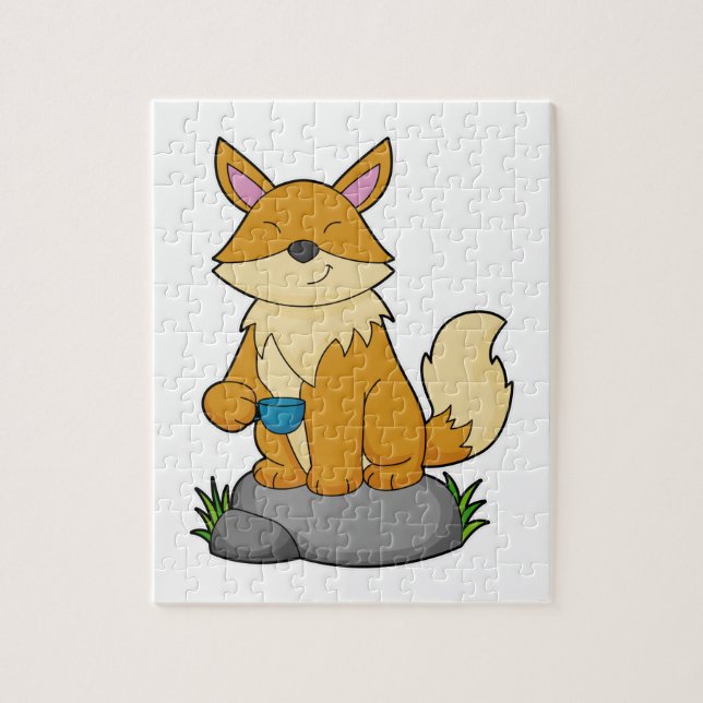Fox mit Kaffeetasse Puzzle (Vertikal)