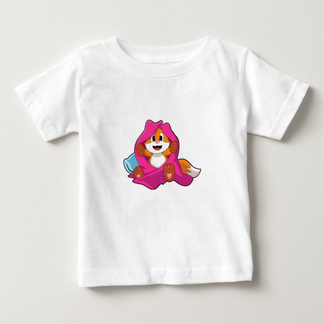 Fox mit Kissen und Decken Baby T-shirt (Vorderseite)
