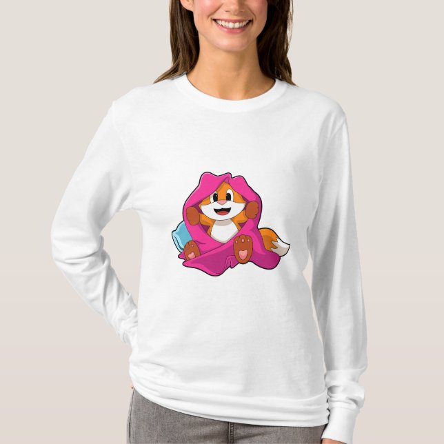 Fox mit Kissen und Decken T-Shirt (Vorderseite)