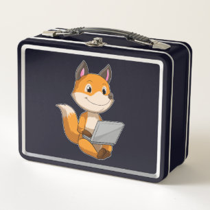 Fox mit Notebook Metall Brotdose
