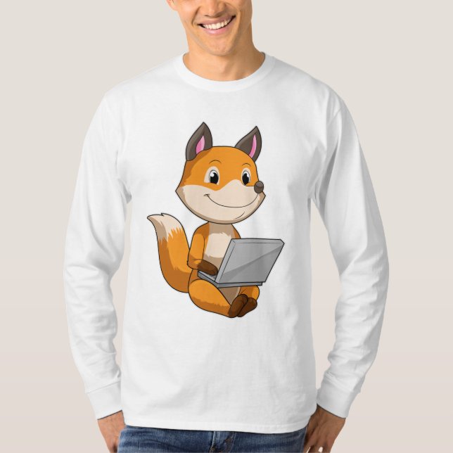 Fox mit Notebook T-Shirt (Vorderseite)