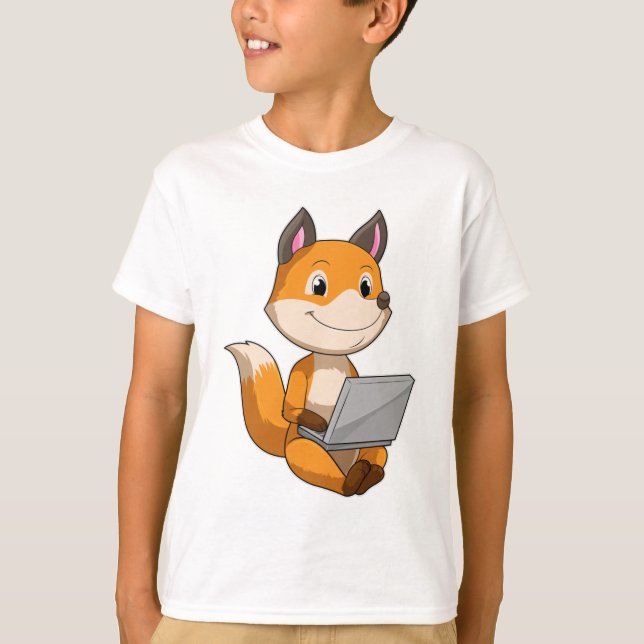 Fox mit Notebook T-Shirt (Vorderseite)