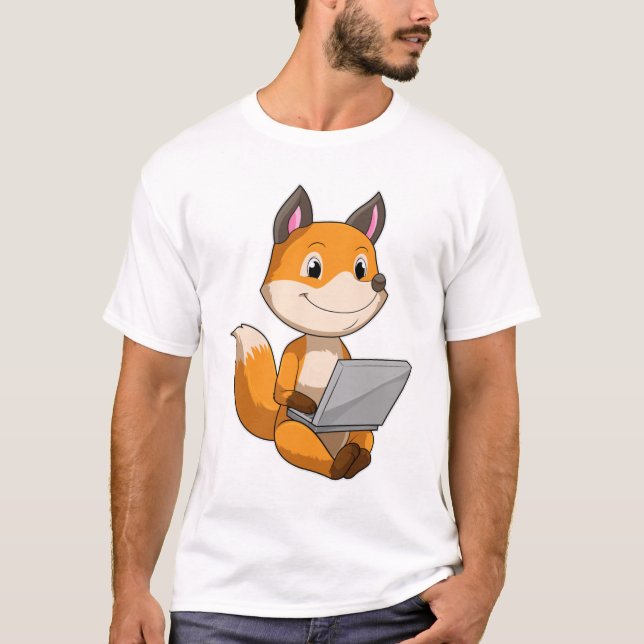 Fox mit Notebook T-Shirt (Vorderseite)