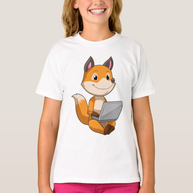 Fox mit Notebook T-Shirt (Vorderseite)