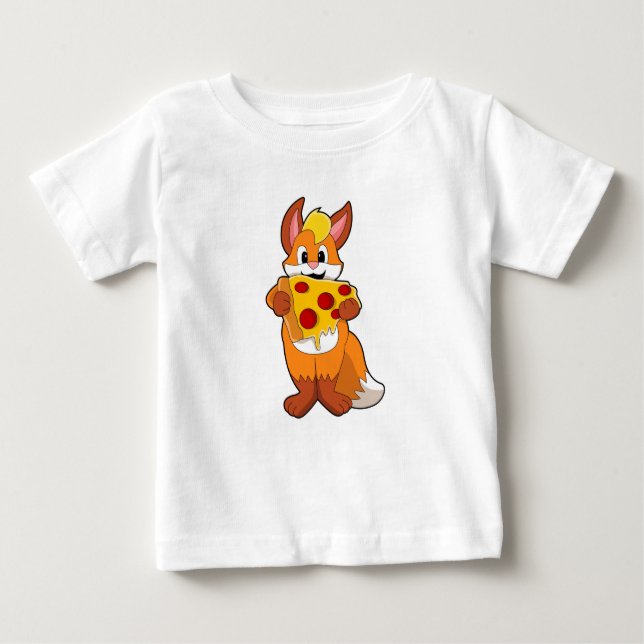 Fox mit Pizza Baby T-shirt (Vorderseite)