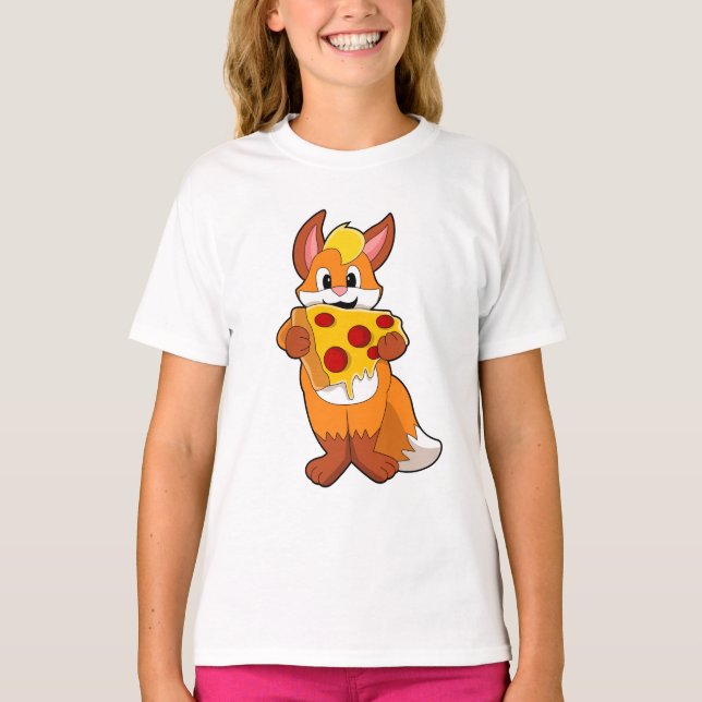 Fox mit Pizza T-Shirt (Vorderseite)